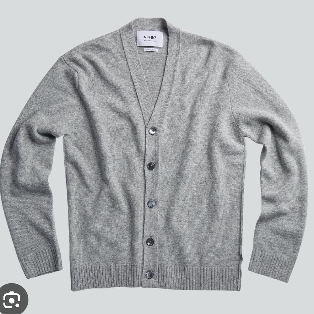 NN07 no nationality Bjorn 100% Wool Cardigan gray Italian yarn XXL
